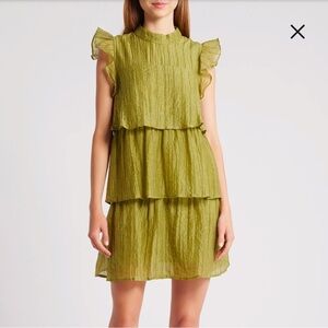 NWT Mila Mae Ruffle Layered Olive Mini Dress / Nordstrom